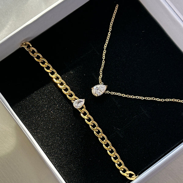 Pear-shaped diamond necklace-bracelet (Can be bought separately)