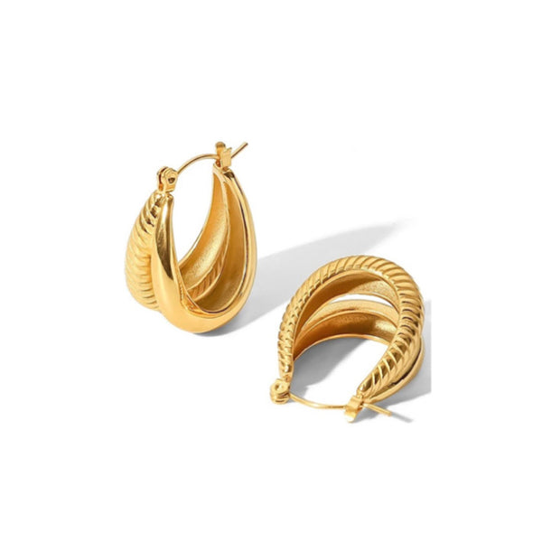Elegant Double ring Gold Hoops