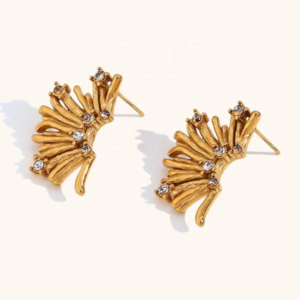 Rhinestone flower stud earrings