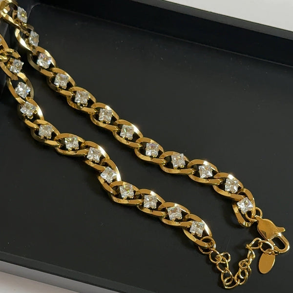 Cuban link necklace with stone