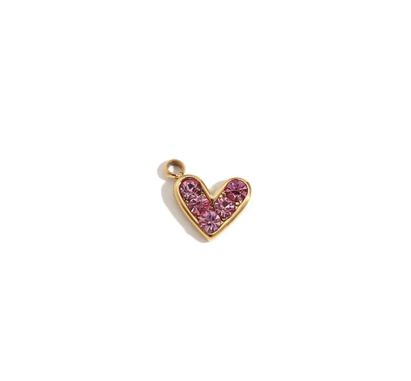 Pave Heart Charm - Pink