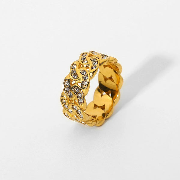 Twisted cuban gold-plated ring