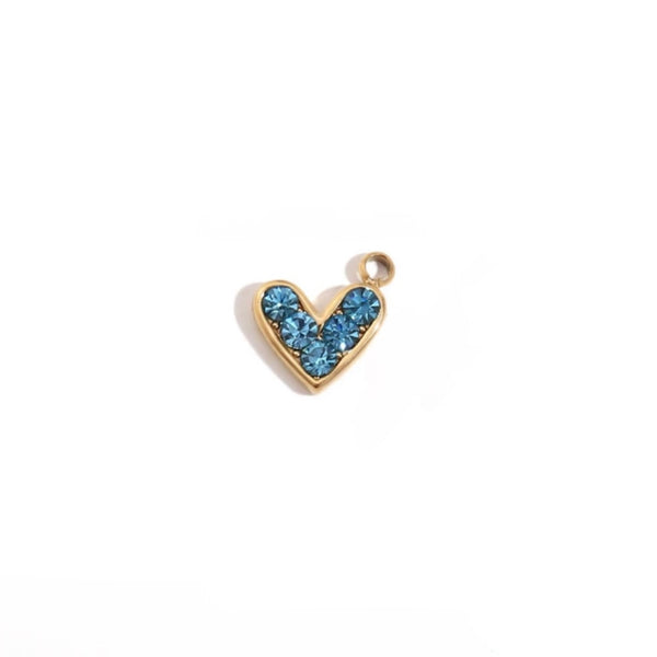 Pave Heart Charm - Blue