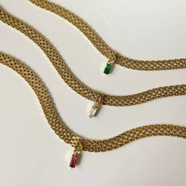 Golden Baguette Pendant Necklace