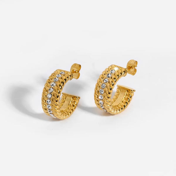 Tyra layer Twist and Stone Earring